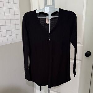 Chaser Black Ribbed Button Down Shirt